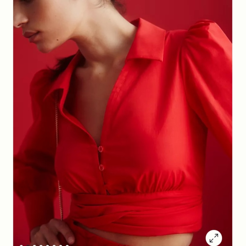 NWT Maeve Poplin Bow-Front Blouse